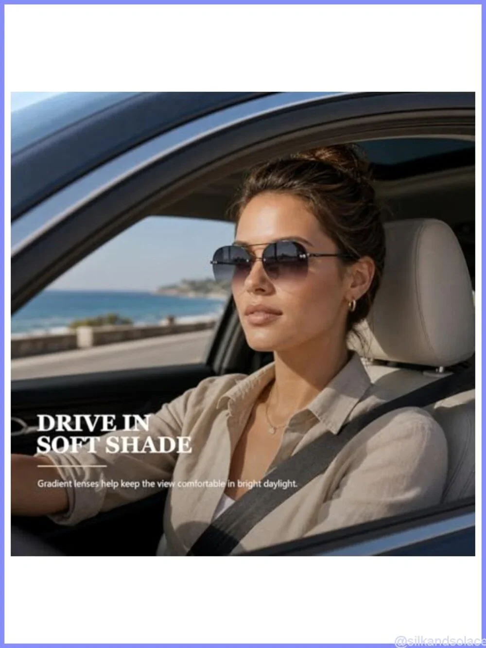 Rimless Aviator Sunglasses Oversized Gradient Mirrored UV400
